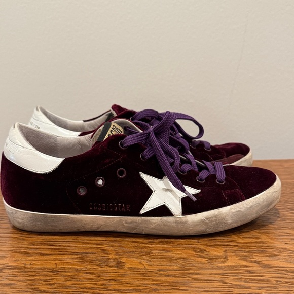Golden Goose Shoes - Golden Goose Burgundy and White Sneakers